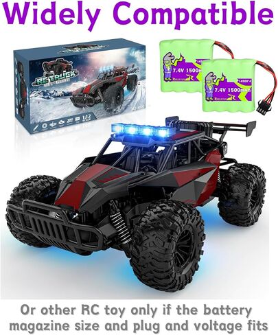2S 7.4V 1500mAh SM4P Plug Li-ion Batteries for1:12 Monster, DE36W,Bluejay Remote Control Car, DE65 1809 RC Cars / DE36,2.4GHz High Speed RC Cars Toys, RC Truck with Charge -2Pcs in Saudi Arabia