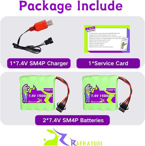 2S 7.4V 1500mAh SM4P Plug Li-ion Batteries for1:12 Monster, DE36W,Bluejay Remote Control Car, DE65 1809 RC Cars / DE36,2.4GHz High Speed RC Cars Toys, RC Truck with Charge -2Pcs in Saudi Arabia