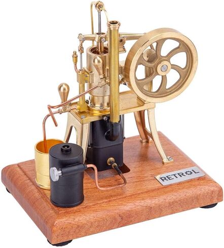 Retrol Hot Air Stirling Engine Model, R01 1/12 Scale Pumping Engine Model Water-Cooled Stirling External Combustion Engine Mechanical Set, Desktop Educational Toy Gift for Adults, As Shown,gold in Saudi Arabia