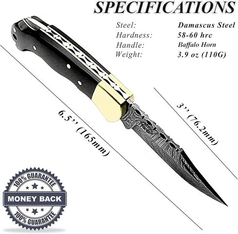 Best.Buy.Damascus1 مجموعة سكاكين الجيب الدمشقية، سكين صيد قابل للطي مقاس 6.5 بوصة مع شفرة دمشقية حقيقية مقاس 3 بوصات ومقبض من خشب الزيتون، سكين تخييم EDC للرجال مع غمد جلدي، سكين صغير مقاس 5.5 بوصة، مبراة وصندوق هدايا in Saudi Arabia