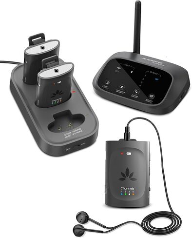 Avantree Audiplex MX - أجهزة مساعدة متعددة القنوات للكنائس والترجمة، زمن استجابة منخفض 30 مللي ثانية، صوت فائق، نظام استماع جماعي مع جهاز إرسال صوتي و10 أجهزة استقبال للفصول الدراسية والندوات in Saudi Arabia