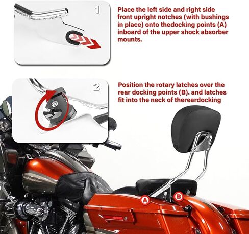 شريط Sissy مقاس 22 بوصة متوافق مع Harley Touring Street Glide Electra Glide Road King CVO 2009-2024، وسادة مسند ظهر خلفية للركاب قابلة للفصل لـ Harley Touring in Kuwait