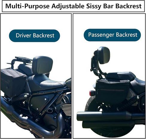 Multi-Purpose Adjustable Sissy Bar Backrest Pad with Luggage Rack Driver Passenger Compatible with 2022-2024 Indian Chief Bobber Sport Chief Super Chief(Black) in Saudi Arabia