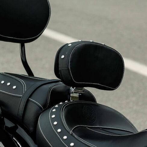 Indian Motorcycle Rider Backrest Pad for Chief, Chieftain, Pursuit, Challenger, Roadmaster, Springfield Models and More, Genuine Leather, Black With Studs, Adjustable, for Comfort - 2879542-02 in Kuwait