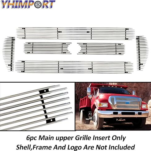 الكروم الشواية يناسب 2004-2015 فورد F-650 F-750 2005 2006 2007 2008 2009 2010 2011 2012 2013 2014 الرئيسي العلوي مصبغة إدراج in Kuwait