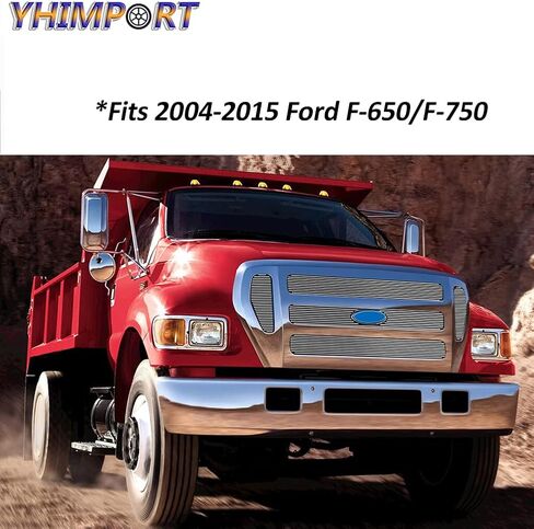الكروم الشواية يناسب 2004-2015 فورد F-650 F-750 2005 2006 2007 2008 2009 2010 2011 2012 2013 2014 الرئيسي العلوي مصبغة إدراج in Kuwait