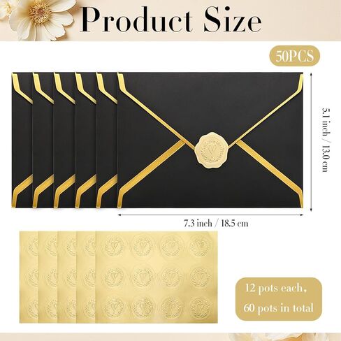 Avxdbr 50pcs A7 مغلفات 5 × 7 بوصة مغلفات بطاقة مع الحدود الذهبية على شكل حرف V مظروف دعوة رفرف لمكتب هدايا دعوة الزفاف بطاقات التخرج in Kuwait