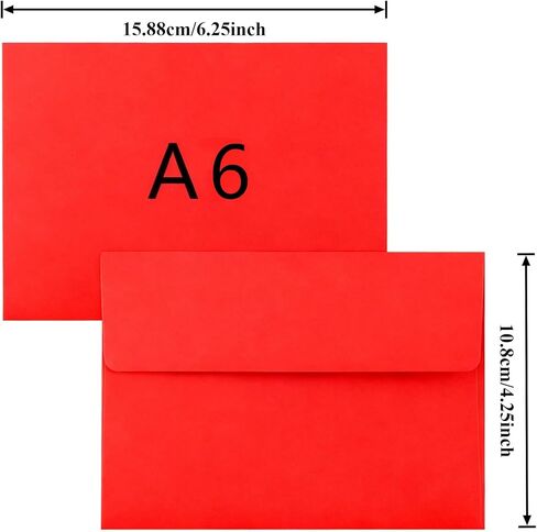50Pack Multicolor Envelopes for 4x6 Cards,A6 Envelopes 6.25 x 4.25 inch,Self Seal, Peel & Press,for Invitations,Greeting,Weddings,Parties,Photos(10 Colors) in Kuwait