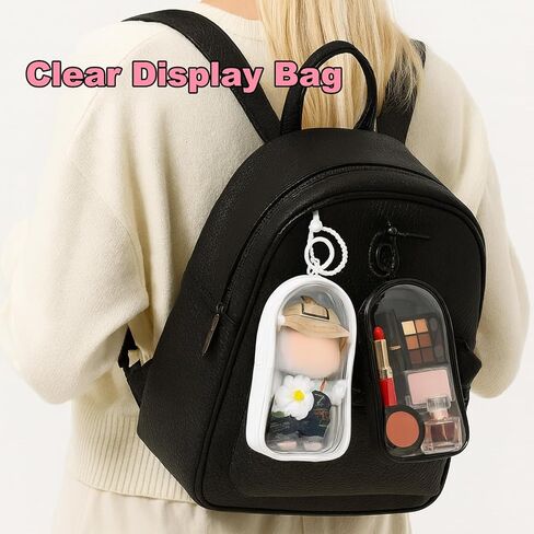 2Pcs Clear Display Case for 17/15cm Plush Doll -Portable Storage Bag with Keychain, Waterand Dust-Resistant,Protective Cover for Collectible Dolls,Jewelry,Cosmetics,Ornaments,Data Line (White+Black) in Saudi Arabia