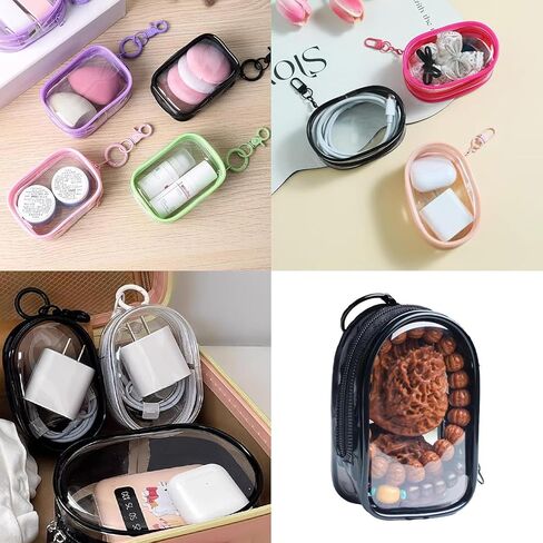 2Pcs Clear Display Case for 17/15cm Plush Doll -Portable Storage Bag with Keychain, Waterand Dust-Resistant,Protective Cover for Collectible Dolls,Jewelry,Cosmetics,Ornaments,Data Line (White+Black) in Saudi Arabia
