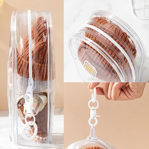 2Pcs Clear Display Case for 17/15cm Plush Doll -Portable Storage Bag with Keychain, Waterand Dust-Resistant,Protective Cover for Collectible Dolls,Jewelry,Cosmetics,Ornaments,Data Line (White+Black) in Saudi Arabia
