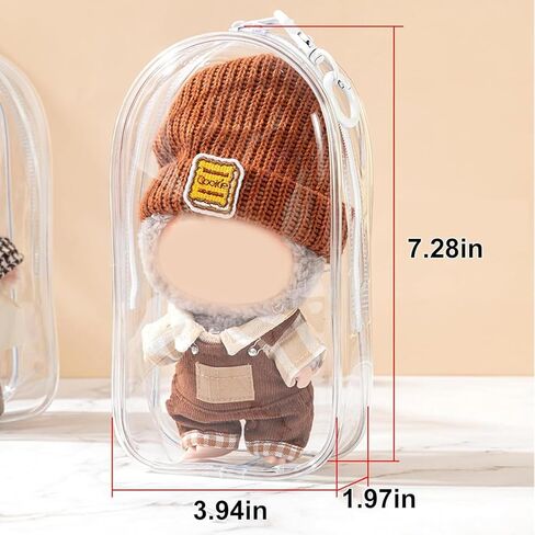 2Pcs Clear Display Case for 17/15cm Plush Doll -Portable Storage Bag with Keychain, Waterand Dust-Resistant,Protective Cover for Collectible Dolls,Jewelry,Cosmetics,Ornaments,Data Line (White+Black) in Saudi Arabia