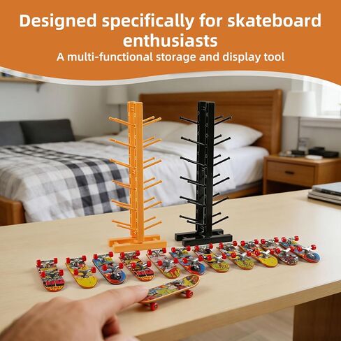 Compatible with Tech Deck,Holds 12 Mini Finger Skateboards,Fingerboard Collection Organizer for Display&Storage,2pcs (Black&Yellow),not Include Finger Skateboards in Saudi Arabia
