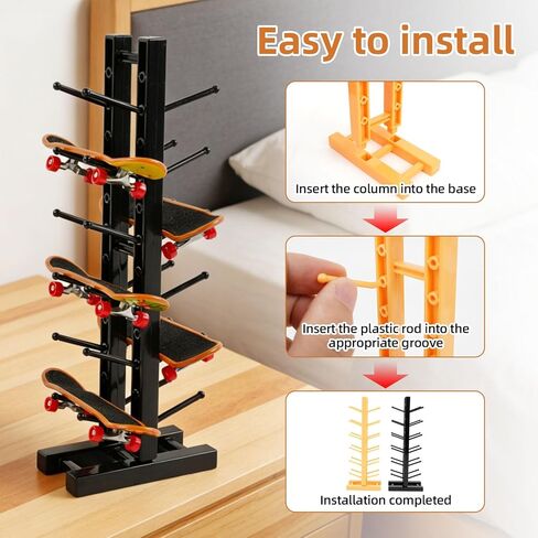 Compatible with Tech Deck,Holds 12 Mini Finger Skateboards,Fingerboard Collection Organizer for Display&Storage,2pcs (Black&Yellow),not Include Finger Skateboards in Saudi Arabia