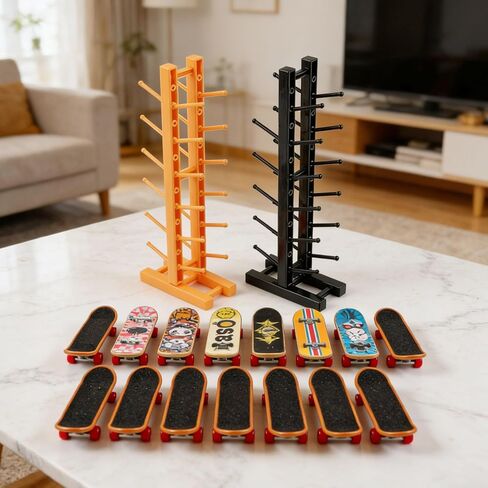 Compatible with Tech Deck,Holds 12 Mini Finger Skateboards,Fingerboard Collection Organizer for Display&Storage,2pcs (Black&Yellow),not Include Finger Skateboards in Saudi Arabia