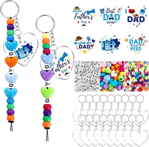 YGEINIT 24 Set Fathers Day Crafts Kits, Dad DIY Keychain Bulk Set with Acrylic Blank and UV DTF Stickers, Father's Craft Gifts Making Kit, Funny Classroom Home Birthday Art Activities Party Favors in Saudi Arabia