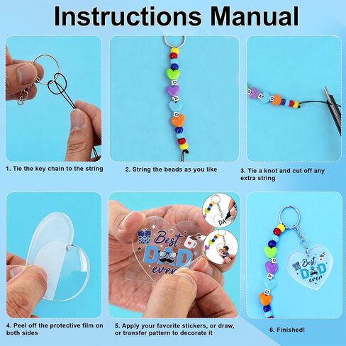 YGEINIT 24 Set Fathers Day Crafts Kits, Dad DIY Keychain Bulk Set with Acrylic Blank and UV DTF Stickers, Father's Craft Gifts Making Kit, Funny Classroom Home Birthday Art Activities Party Favors in Saudi Arabia