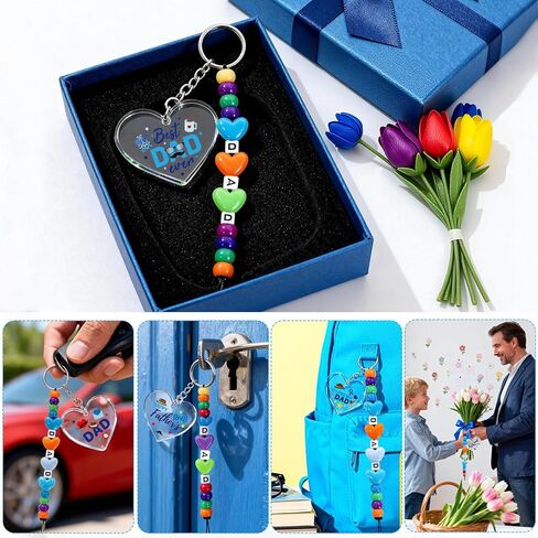 YGEINIT 24 Set Fathers Day Crafts Kits, Dad DIY Keychain Bulk Set with Acrylic Blank and UV DTF Stickers, Father's Craft Gifts Making Kit, Funny Classroom Home Birthday Art Activities Party Favors in Saudi Arabia