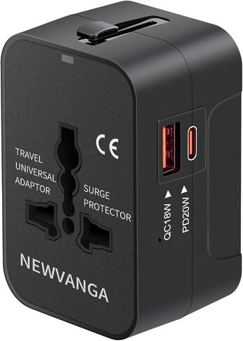 Travel Adapter with USB C, Universal All in One Worldwide Travel Adapter Power Converters Wall Charger AC Power Plug Adapter USB Type C Charging Ports for USA EU UK AUS Black in Saudi Arabia