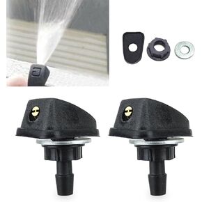 Pack-2 Car Front Windshield Washer, Automotive Wiper Nozzles, Sprayer Head Replacement Parts, Single Hole Adjustable Fan-shaped Kit, Universal for Most Cars, Trucks Black, Strong and Durable in Saudi Arabia