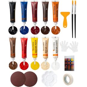 Leather Repair Kit for Furniture - 10 Color Vinyl Repair Kit for Sofa/Jacket/Car Seats/Purse/Shoes/Couch - Fix Scratches/Tears/Holes/Peeling on Bonded/Pleather/Genuine in Saudi Arabia