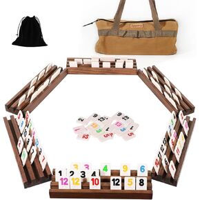 Jyquorp Rummy Cube 8Player Edition with 8 Wooden Racks Trays 214 Numbers Rummy Tiles Set with Zippered Case Rummy Travel Game Set Classic Board Games for Family Adults Party in Saudi Arabia