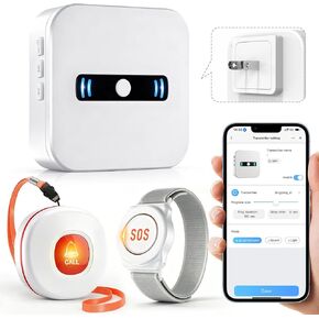 Daytech Wi-Fi Wireless Caregiver Call Button لكبار السن/المريض، أنظمة تنبيه التطبيقات لكبار السن والمرضى والأشخاص ذوي الإعاقة (1 ساعة تنبيه SOS + 1 أزرار اتصال لاسلكية + 1 جهاز استقبال) in Kuwait