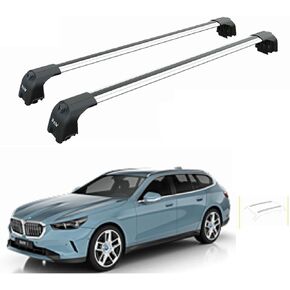 Fits BMW 5 Series Touring/Wagon Roof Rack Cross Bars – F11, G31, G61 with Flush Roof Rails, 330 lbs Capacity, Aluminum, Lockable, No-Drill (Silver, F11 (2010–2017)) in Saudi Arabia