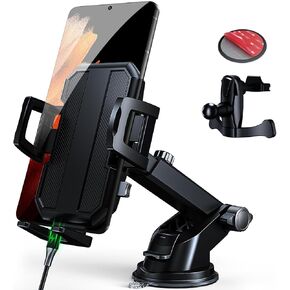 360° Adjustable Car Phone Holder Mount – 3-in-1 Secure Dashboard, Windshield & Air Vent Phone Mount for Car, Universal Cell Phone Cradle Compatible with iPhone, Samsung & All 4.0"-7.0" Smartphones in Saudi Arabia
