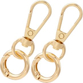 2pcs Double Opening Keychain Clip, Round Spring Snap Hooks for Lanyards DIY Crafts Making, Zinc Alloy Swivel Keychain Clasp for Camping Hiking Travelling- Gold in Kuwait