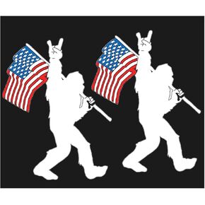 قطعتان من ملصقات الملصقات المغناطيسية Bigfoot Rock On American Flag Magnets، علامة ملصقات مغناطيسية Bigfoot لشاحنة السيارة SUV سطح مغناطيسي، عاكس ومقاوم للماء in Kuwait