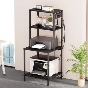 Asgolion Printer Table, 2-Tier Under Desk Printer Stand, Printer Stand with Wheels, Printer Shelf for Small Spaces, Printer Cart for Home Office Rustic Brown in Saudi Arabia