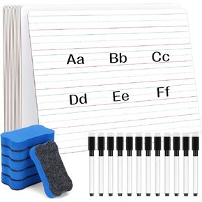 12 Pack Dry Erase Lapboards with Lines 9 x 12 inch Double Sided White Boards with 12 Black Markers 6 Erasers Small White Dry Erase Boards for Learners Teacher Home Group Activities Supplies in Kuwait