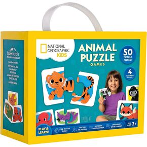 National Geographic Kids Animal Puzzle Games – 50 Matching Puzzle Cards, 4 Educational Matching Games, Portable Early Learning Game Set with Play & Learn Booklet in Kuwait