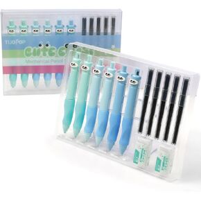 6PCS Cute Mechanical Pencils 2.0MM with Comfort Ergonomic Grip, 25PCS Leads,2PCS Erasers,Cute Stationery Kit for Writing, Sketching & Drawing,Ideal for Gift in Saudi Arabia
