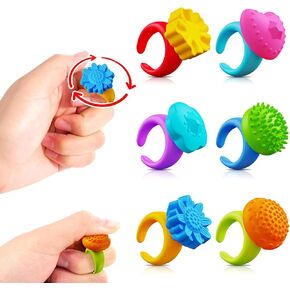KEEYEMNT 6 Pack Fidget Sensory Rings - Quiet Textured Silicone Finger Toys for Stress Relief, ADHD & Mood Calming, Great as Lesson Prizes & Gifts for Kids & Adults in Saudi Arabia