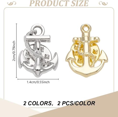 WEBEEDY 4 Pcs Gold Silver Anchor Brooch Lapel Pin for Men Women Navy Pins Suit Decorative Pins for Clothing Collar Accessories Coat Jacket Shirt Suit Brooch Pin Anniversary Wedding Gift in Kuwait