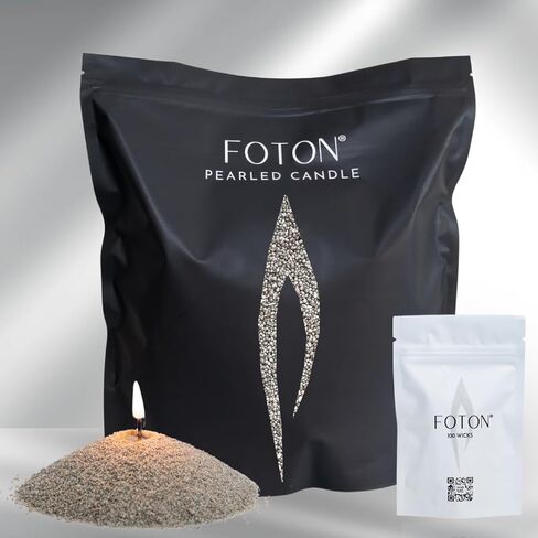 Foton Pearled Candle Grande Bag 64oz - Sage Green Unscented Non Toxic Luxury Long Lasting Powder Candles - Refillable Candle Sand with 100 Wicks for Candle Making in Saudi Arabia