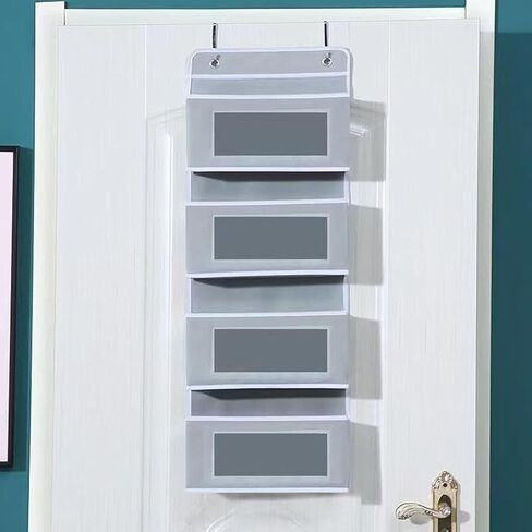 Rgqphantom 1 Pack Over the Door Storage Organizer，Big Pockets，30 lbs Weight Capacity Hanging Storage Organizer For Bedroom,Bathroom,Cosmetics, Toys and Sundries (Grey-4Layer, 1 Pcs) in Saudi Arabia