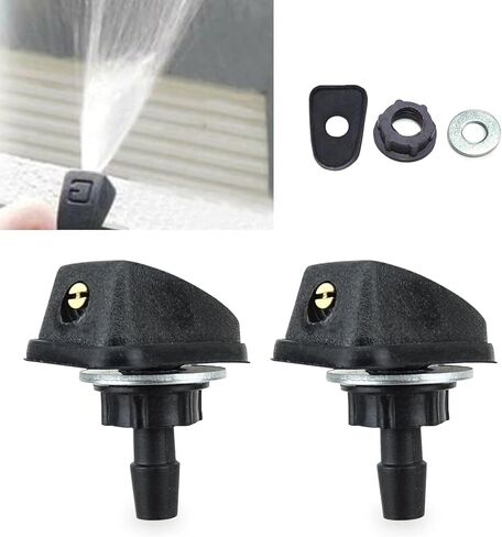 Pack-2 Car Front Windshield Washer, Automotive Wiper Nozzles, Sprayer Head Replacement Parts, Single Hole Adjustable Fan-shaped Kit, Universal for Most Cars, Trucks Black, Strong and Durable in Saudi Arabia