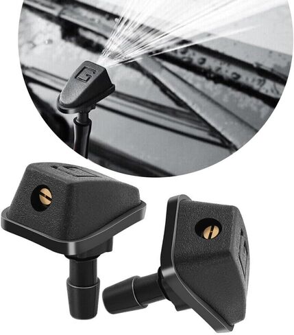 Pack-2 Car Front Windshield Washer, Automotive Wiper Nozzles, Sprayer Head Replacement Parts, Single Hole Adjustable Fan-shaped Kit, Universal for Most Cars, Trucks Black, Strong and Durable in Saudi Arabia