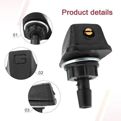 Pack-2 Car Front Windshield Washer, Automotive Wiper Nozzles, Sprayer Head Replacement Parts, Single Hole Adjustable Fan-shaped Kit, Universal for Most Cars, Trucks Black, Strong and Durable in Saudi Arabia