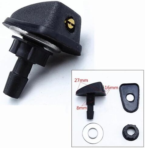 Pack-2 Car Front Windshield Washer, Automotive Wiper Nozzles, Sprayer Head Replacement Parts, Single Hole Adjustable Fan-shaped Kit, Universal for Most Cars, Trucks Black, Strong and Durable in Saudi Arabia