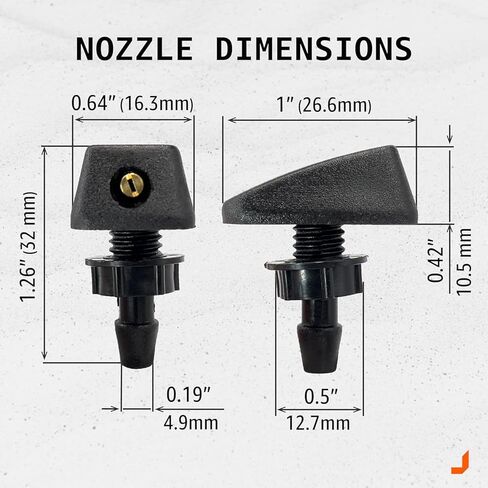 Pack-2 Car Front Windshield Washer, Automotive Wiper Nozzles, Sprayer Head Replacement Parts, Single Hole Adjustable Fan-shaped Kit, Universal for Most Cars, Trucks Black, Strong and Durable in Saudi Arabia