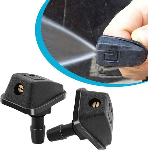 Pack-2 Car Front Windshield Washer, Automotive Wiper Nozzles, Sprayer Head Replacement Parts, Single Hole Adjustable Fan-shaped Kit, Universal for Most Cars, Trucks Black, Strong and Durable in Saudi Arabia
