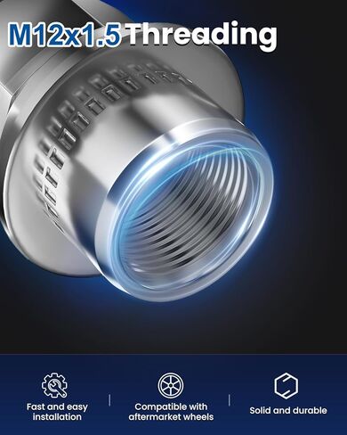 GAsupply 12x1.5 Lug Nuts Mag Seat, Closed End Chrome M12x1.5 Wheel Lug Nut, 1.46" 37mm Tall 13/16" 21mm Hex Flat Seat, 4 Pack in Saudi Arabia