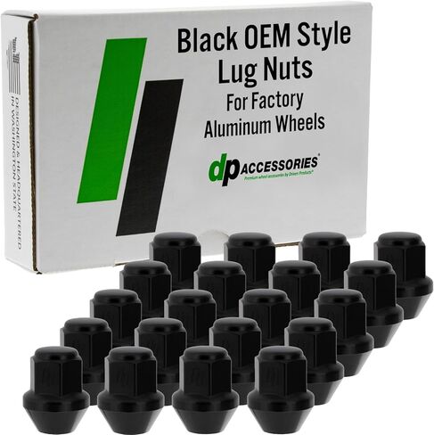 DPAccessories Lug Nuts Compatible with 2011-2026 Dodge Durango | Black OEM Style | for Factory Aluminum Wheels Only | Set of 20 Wheel Nuts | DDODUR03F-BK/1 in Kuwait