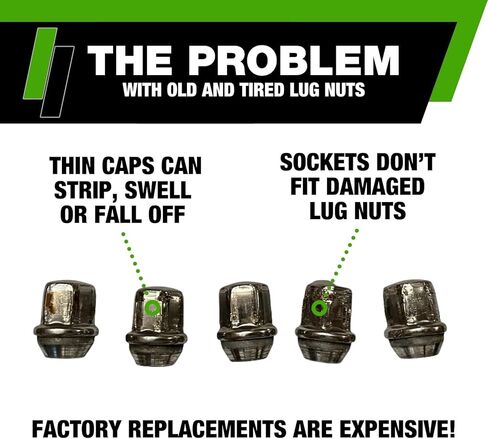 DPAccessories Lug Nuts Compatible with 2011-2026 Dodge Durango | Black OEM Style | for Factory Aluminum Wheels Only | Set of 20 Wheel Nuts | DDODUR03F-BK/1 in Kuwait