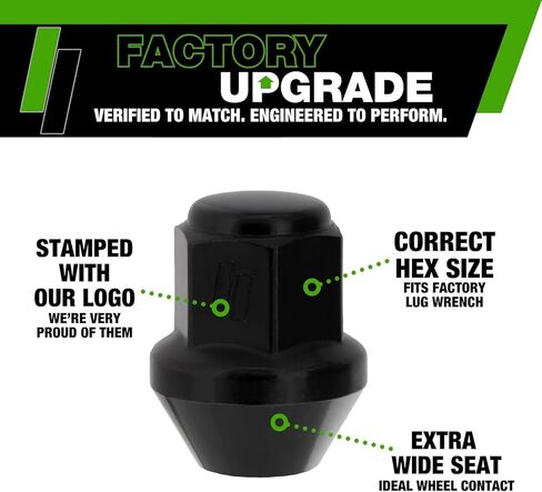 DPAccessories Lug Nuts Compatible with 2011-2026 Dodge Durango | Black OEM Style | for Factory Aluminum Wheels Only | Set of 20 Wheel Nuts | DDODUR03F-BK/1 in Kuwait