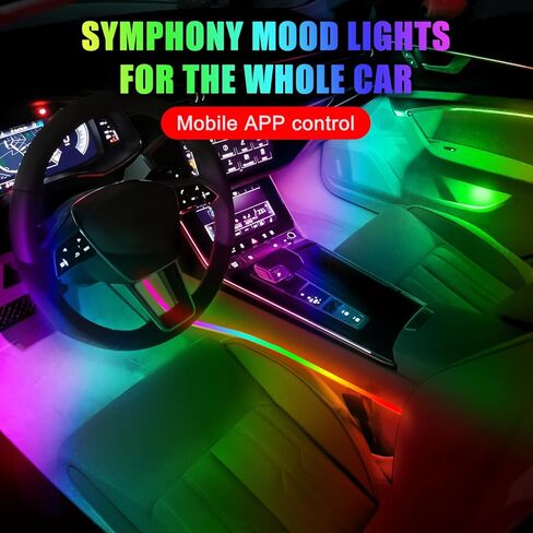 HMYC Car Interior Ambient Lights,18 in 1 128 Colorful LED Acrylic Fiber Optic Strip,Universal Multiple Modes Decoration Atmosphere with Music Sync Rhythm,APP Control,RGB Neon Lighting for All Cars in Saudi Arabia
